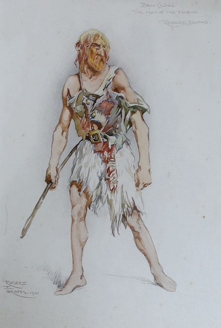 Robert E. Groves (1866-1948) or (d.1944)., watercolour, 'Ben Gunn. The Man of the Island. Treasure Island', signed and dated 1921, 23 x 16cm